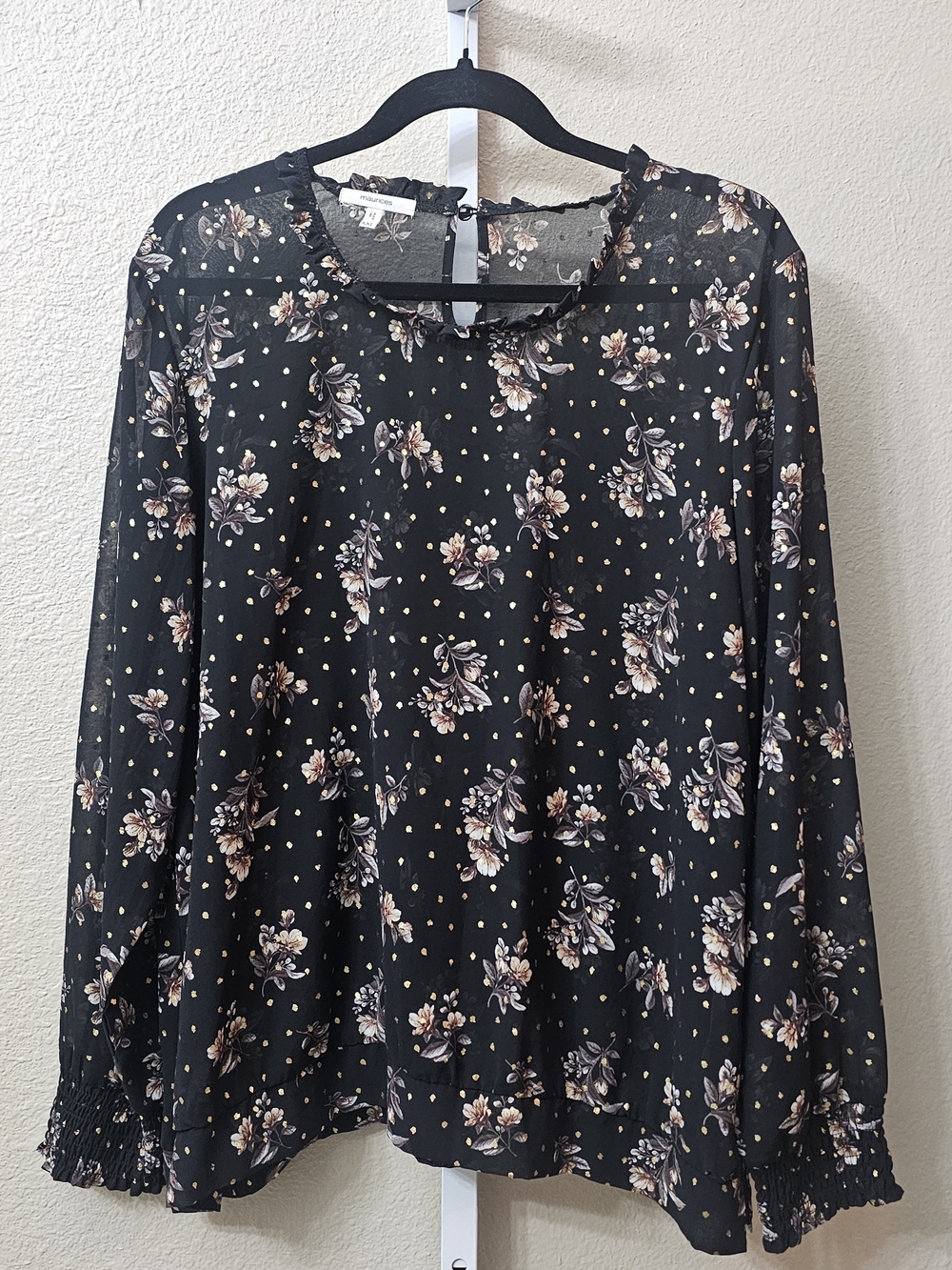 Maurices sheer black long-sleeve blouse